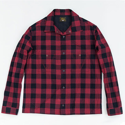 GERUGA GR-S-105 JET BLACK CHECK SHIRTS RED