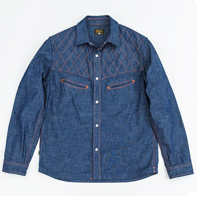 GERUGA GR-S-106 QUILTING WESTERN SHIRTS CHAMBRAY INDIGO