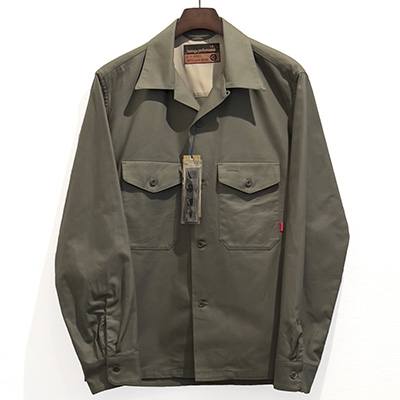 GERUGA GR-S-141 OPEN COLLAR WORK SHIRTS MILITALY-SERGE ARMY-GREEN