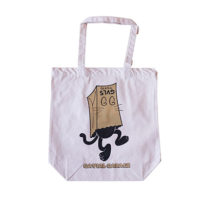 GAVIAL GARAGE GVL-GG-67 TOTE BAG BLACK CAT NATURAL