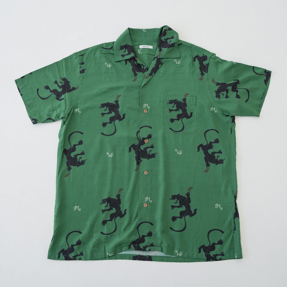 GAVIAL GVL-23SST-0565 SS ALOHA SHIRTS BLACK PANTHER GREEN