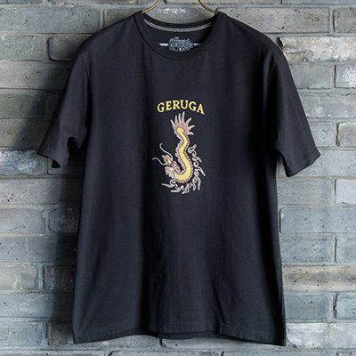 GERUGA GR-C-134 SUMMER COTTON T-S FUNNY DRAGON FADE-BLACK