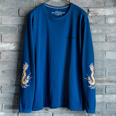 GERUGA GR-C-136A TANGUIS COTTON LONG-SLEEVE T-S DRAGON DARK-BLUE