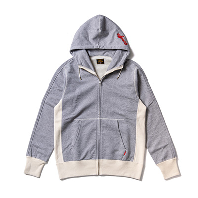 GERUGA GR-C-158B FFULL ZIP HOODIE TWO-TONE MIX-GRAY ECRU