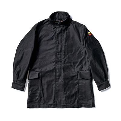 GR-CT-19A STAND COLLAR OVER COAT HEAVY MOLESKIN  with WAPPEN BLACK