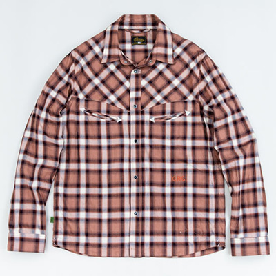 GERUGA GR-S-103 SHADOW CHECK SHIRTS ORANGE-BROWN