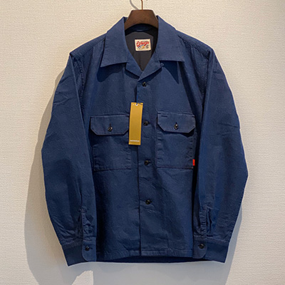 GERUGA GR-S-124 OPEN COLLAR WORK SHIRTS DENIM INDIGO