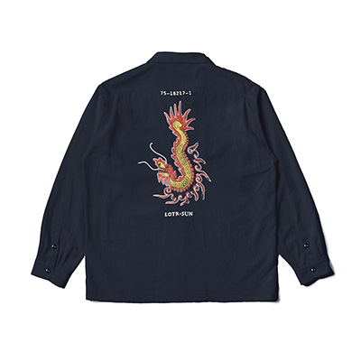 GR-S-161B OC LONG SLEEVE SHIRTS MINI HERRINBONE DRAGON BLACK