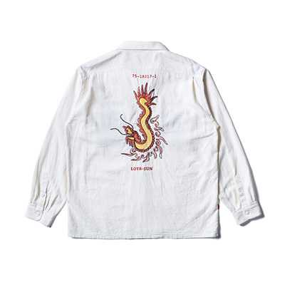 GERUGA GR-S-161B OC LONG SLEEVE SHIRTS MINI HERRINBONE DRAGON OFF-WHITE