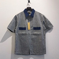 GERUGA GR-S-98 OILMAN SHIRTS HICKORY×DARK BLUE