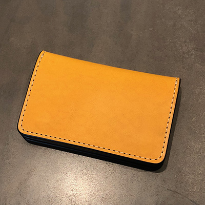 GERUGA GR-LP-E001 LEATHER CARD CASE YELLOW × SILVER