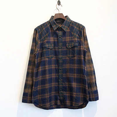 LOST CONTROL L19S1-20112 TRIPLE CHECK WESTERN SHIRTS OCHER BASE