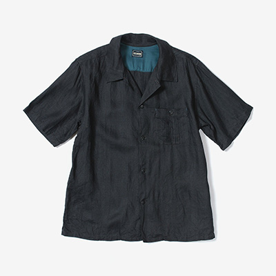 LOST CONTROL L21S1-2022 LINEN HERRINGBONE TERRACE SS SH BLACK