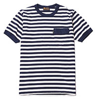 RUDE GALLERY BLACK REBEL BR2714 DIA STITCH BORDER TEE NAVY/OFF-WHITE