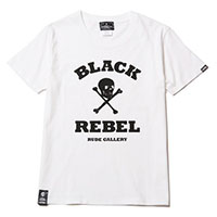 RUDE GALLERY BLACK REBEL BR2722 SKULL & BONES TEE WHITE