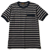 RUDE GALLERY BLACK REBEL BR2795 DIA STITCH BORDER TEE NAVY/GRAY