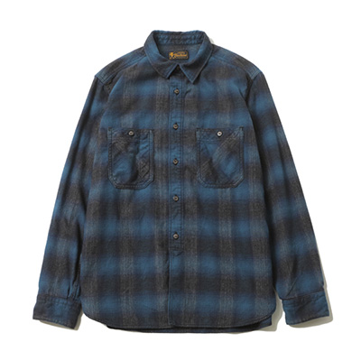 RUDE GALLERY BLACK REBEL BR3719 CHECK WORK SHIRT BLUE