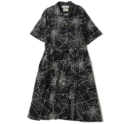 RUDE GALLERY BLACK REBEL BR3006 SPIDER NET BOWLING DRESS BLACK