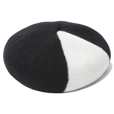 RUDE GALLERY 69049 BI-COLOR WOOL BERET BLACK/WHITE