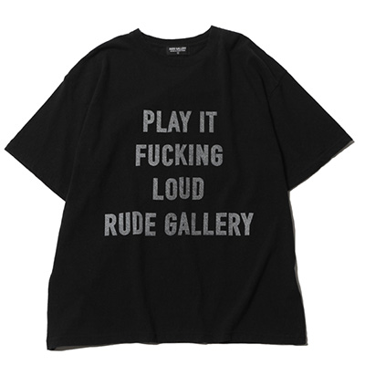 RUDE GALLERY RG0046 PLAY IT FUCKING LOUD LOGO USED TEE BLACK