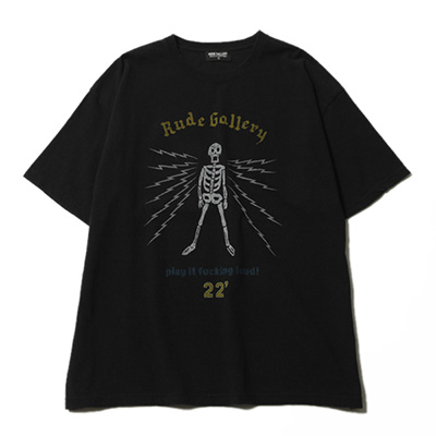 RUDE GALLERY RG0109 LOUD SKULL USED TEE BLACK