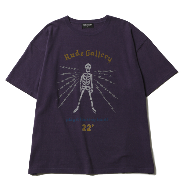 RUDE GALLERY RG0110 LOUD SKULL USED TEE PURPLE