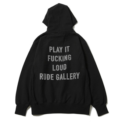 RUDE GALLERY RG0352 PLAY IT FUCKING LOUD LOGO HOODIE BLACK