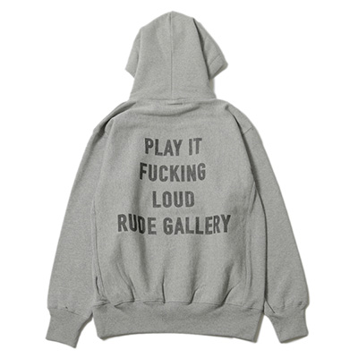 RUDE GALLERY RG0353 PLAY IT FUCKING LOUD LOGO HOODIE GRAY