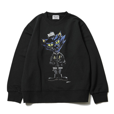 RUDE GALLERY RG0354 RUDE CAT CREW SWEAT BLACK