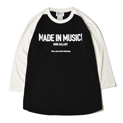 RUDE GALLERY RG0368 MADE IN MUSIC RAGLAN BLACK/WHITE