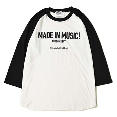 RUDE GALLERY RG0368 MADE IN MUSIC RAGLAN WHITE/BLACK