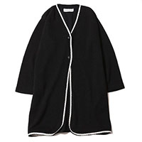 RUDE GALLERY 68364 KNIT NO COLLAR ROBE BLACK/WHITE