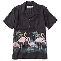 RUDE GALLERY 68340 FLAMINGO ALOHA SHIRT FADE BLACK