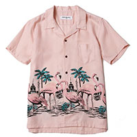 RUDE GALLERY 68342 FLAMINGO ALOHA SHIRT PINK