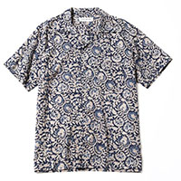 RUDE GALLERY 68539 OPEN COLLAR SHIRT FLOWER BLUE