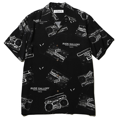 RUDE GALLERY 68808 RADIO ALOHA SHIRT BLACK