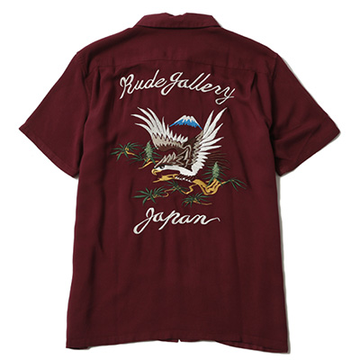 RUDE GALLERY 69603 STONED HAWK SOUVENIR SHIRT BURGUNDY