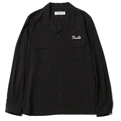 RUDE GALLERY 69611 RUDE OPEN COLLAR SHIRT BLACK