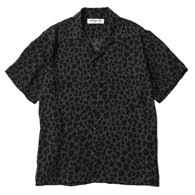 RUDE GALLERY 69617 LEOPARD OPEN COLLAR SHIRT BLACK