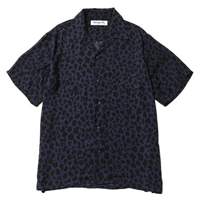 RUDE GALLERY 69618 LEOPARD OPEN COLLAR SHIRT BLUE