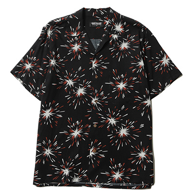 RUDE GALLERY RG0106 FIREWORKS ALOHA SHIRT BLACK