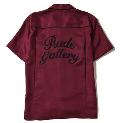 RUDE GALLERY RG0550 LOGO BOWLING SHIRTS BURGUNDY